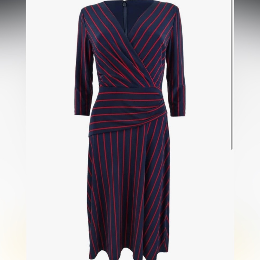 Ralph Lauren Navy and Red Striped Jersey Dress